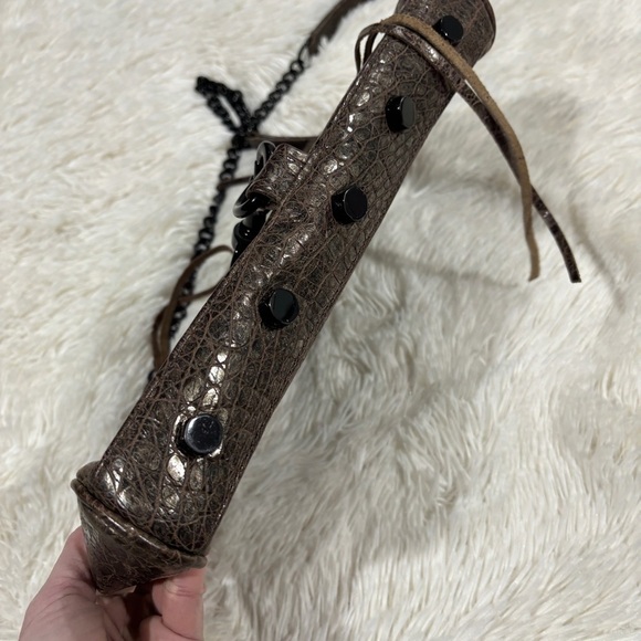 Rebecca Minkoff Mini Mac Croc Green Gold Chain crossbody purse Bag Embossed - Picture 3 of 14